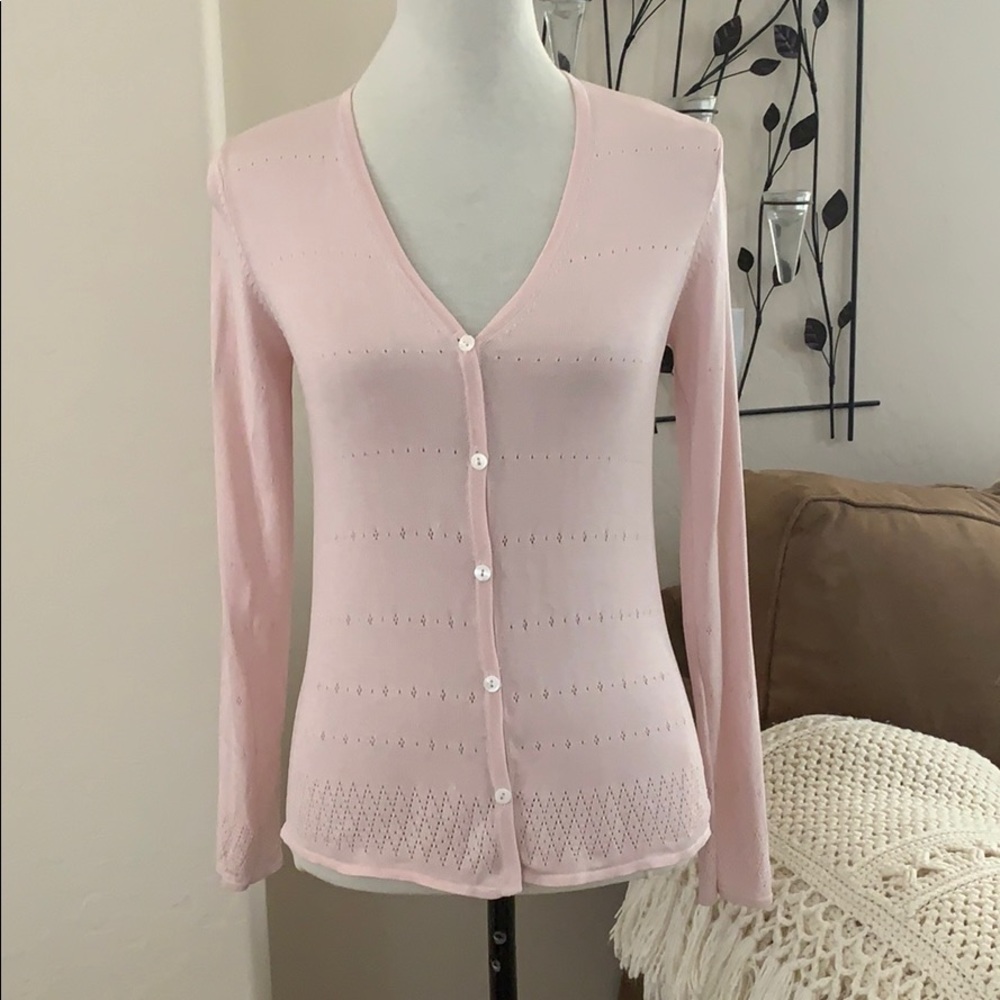 Vintage August Silk Knits Pale Pink Cardigan SZ M